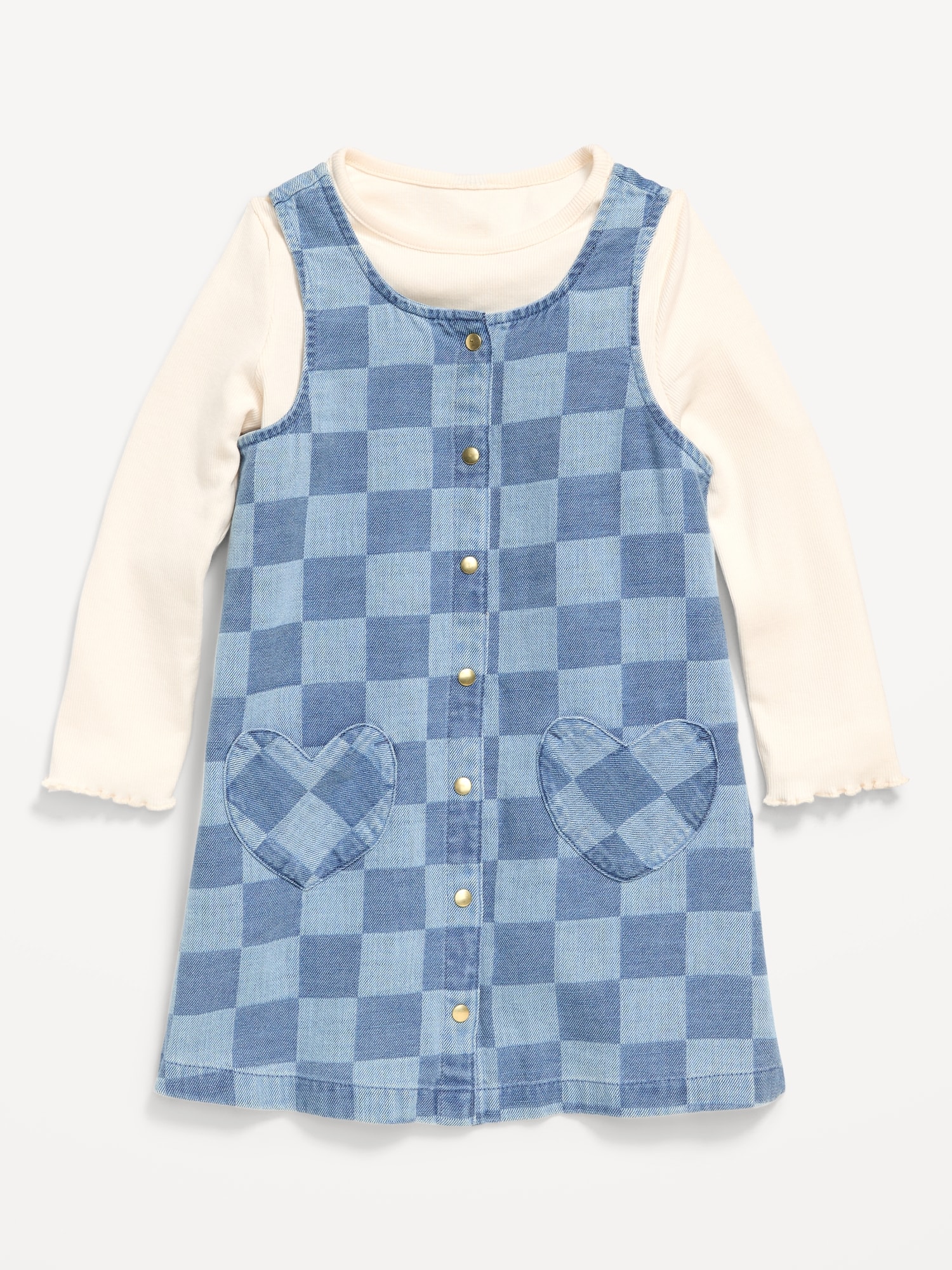 Long-Sleeve Ribbed T-Shirt and Dress Set for Toddler Girls