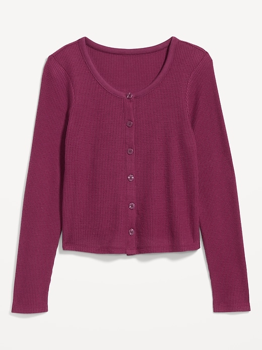 Image number 6 showing, Button-Down Waffle-Knit Sleep Top