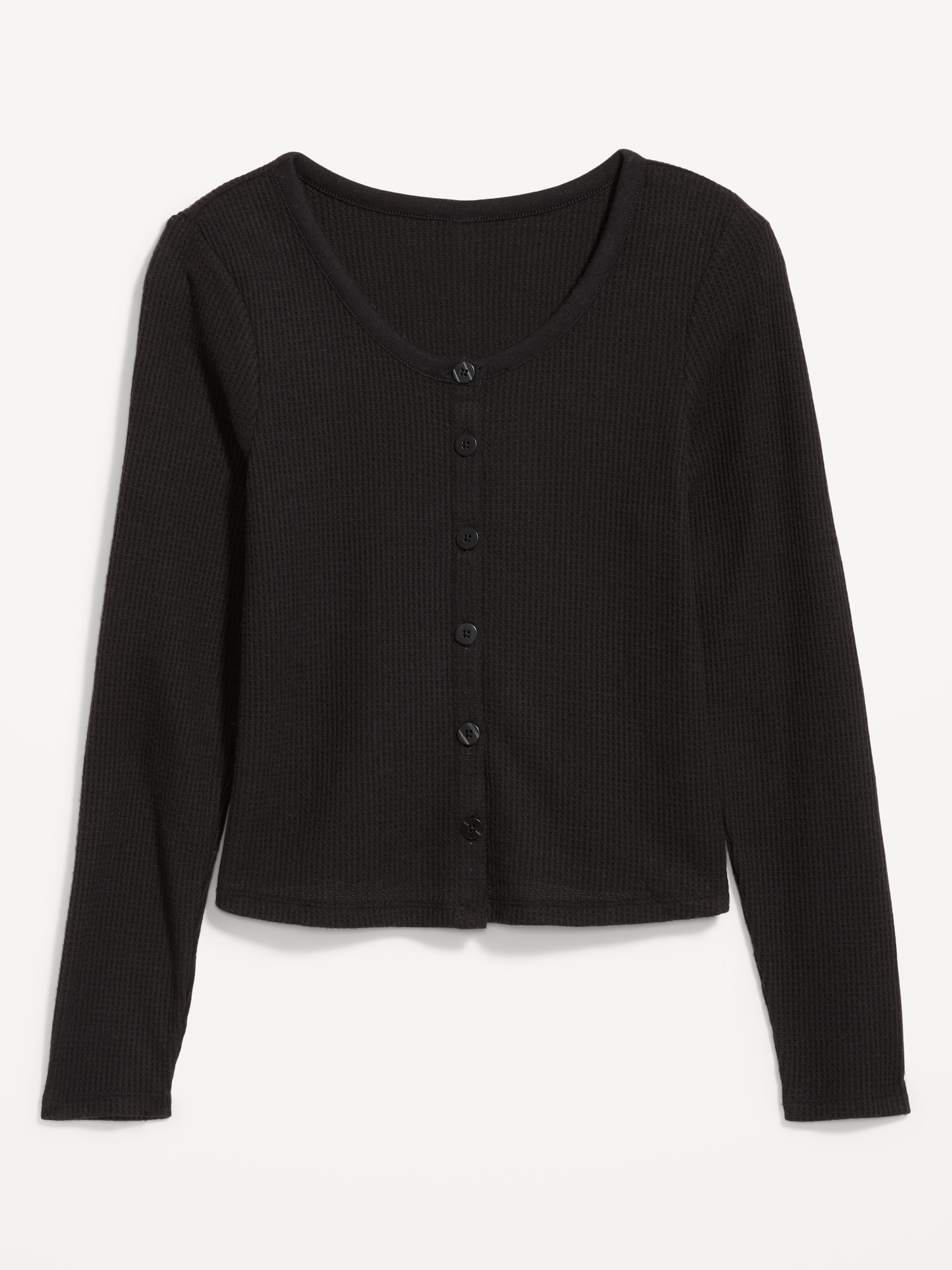 Button-Down Waffle-Knit Sleep Top