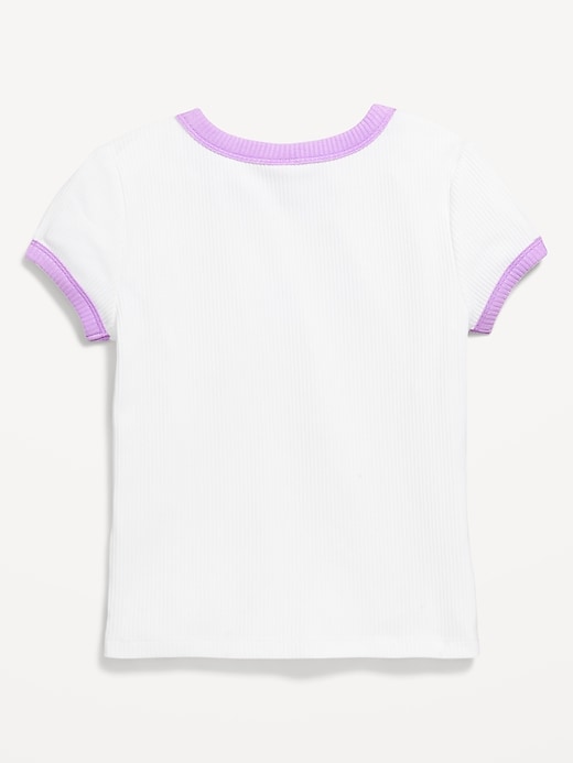 Image number 2 showing, Fitted Short-Sleeve Ribbed Graphic Ringer T-Shirt for Girls