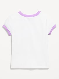 Image number 2 showing, Fitted Short-Sleeve Ribbed Graphic Ringer T-Shirt for Girls