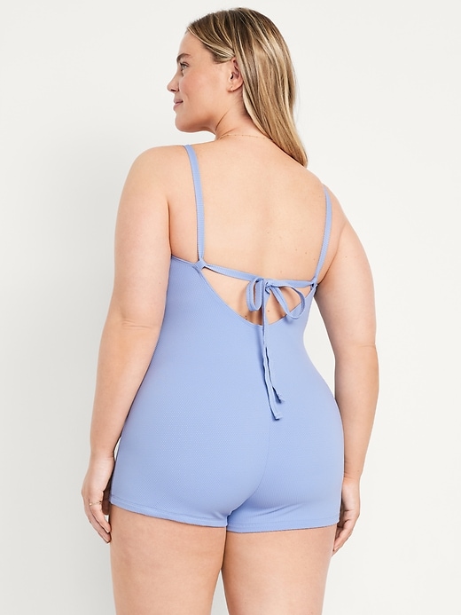 Image number 7 showing, Textured Swim Romper -- 2.5-inch inseam