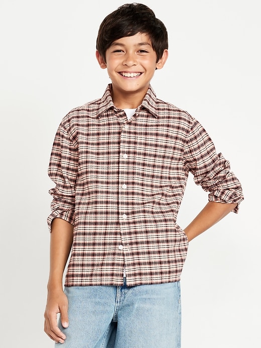 Image number 1 showing, Long-Sleeve Textured Plaid Pocket Shirt for Boys