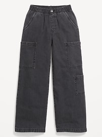 Image number 4 showing, High-Waisted Pull-On Super Wide-Leg Cargo Jeans for Girls