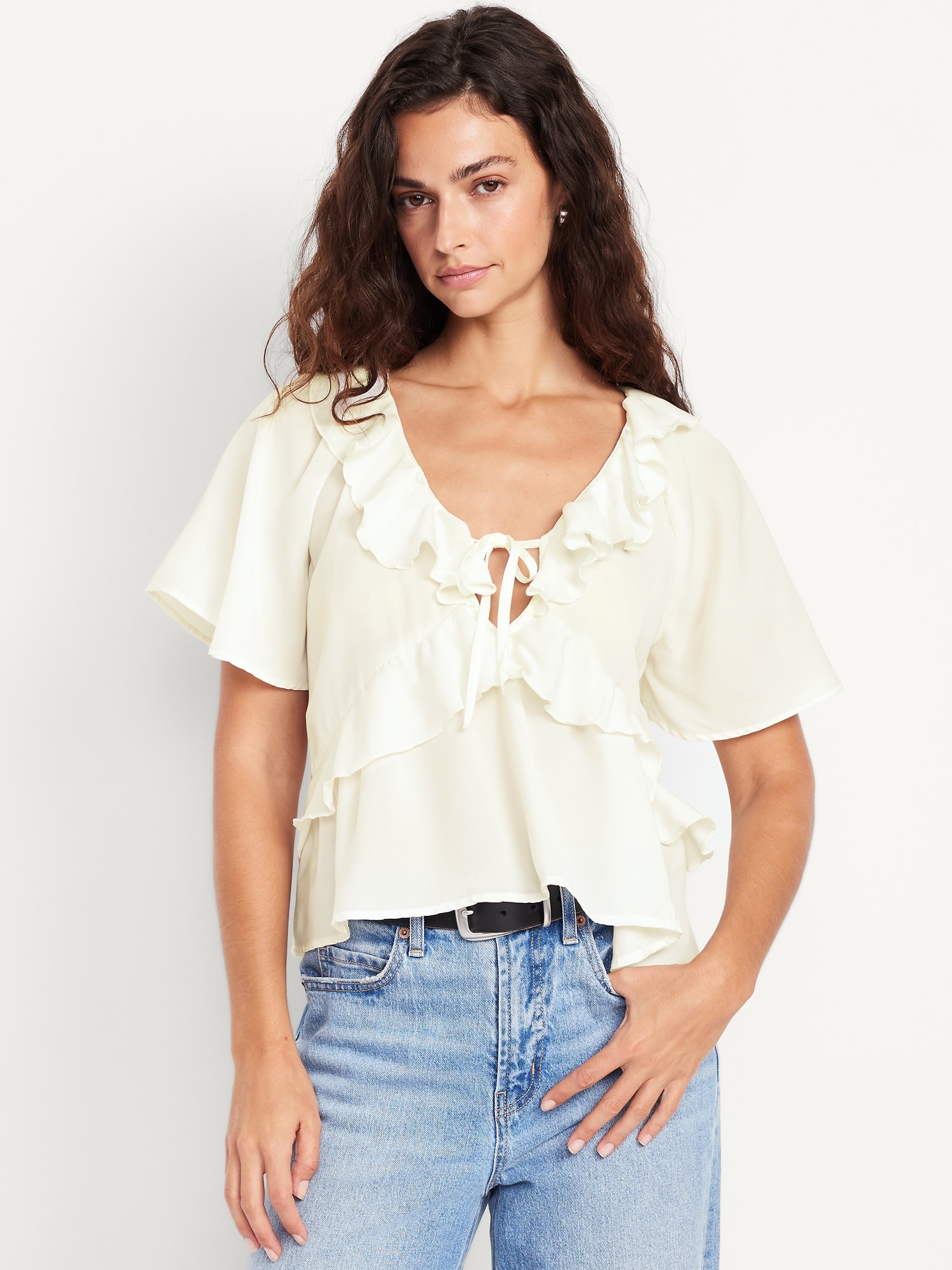 Ruffle V-Neck Top