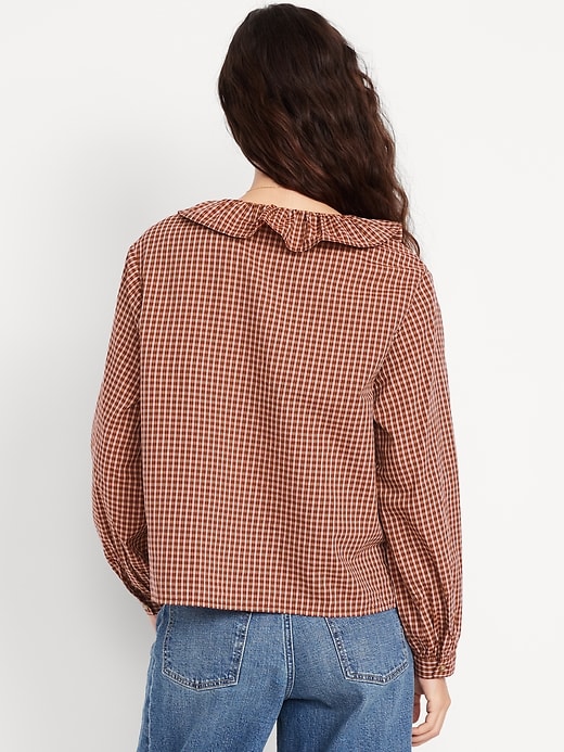 Image number 2 showing, Button-Down Plaid Ruffle Shirt