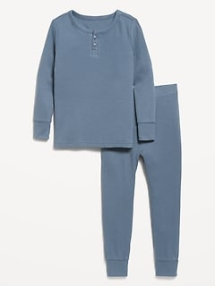 Snug-Fit Ribbed Henley Pajama Set for Toddler & Baby