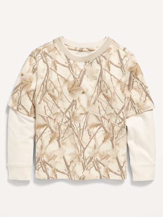 Image number 1 showing, Oversized Long-Sleeve 2-In-1 T-Shirt for Toddler Boys