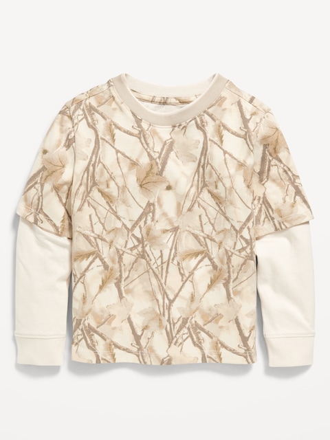 Oversized Long-Sleeve 2-In-1 T-Shirt for Toddler Boys - Camo