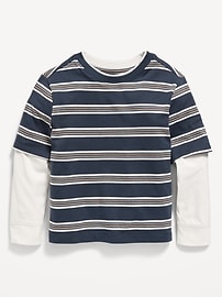 Image number 1 showing, Oversized Long-Sleeve 2-In-1 T-Shirt for Toddler Boys