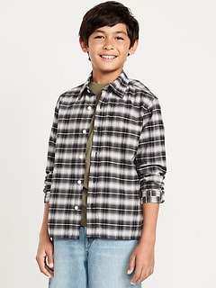 Long-Sleeve Textured Plaid Pocket Shirt for Boys