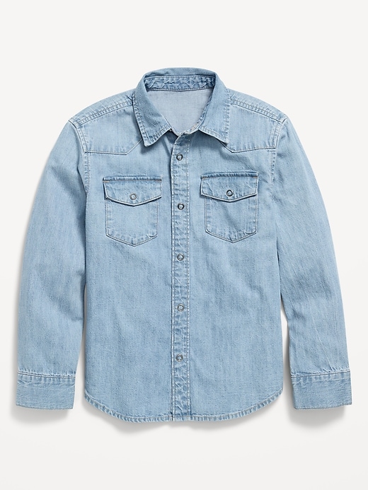 Image number 2 showing, Long-Sleeve Western Pocket Jean Shirt for Boys