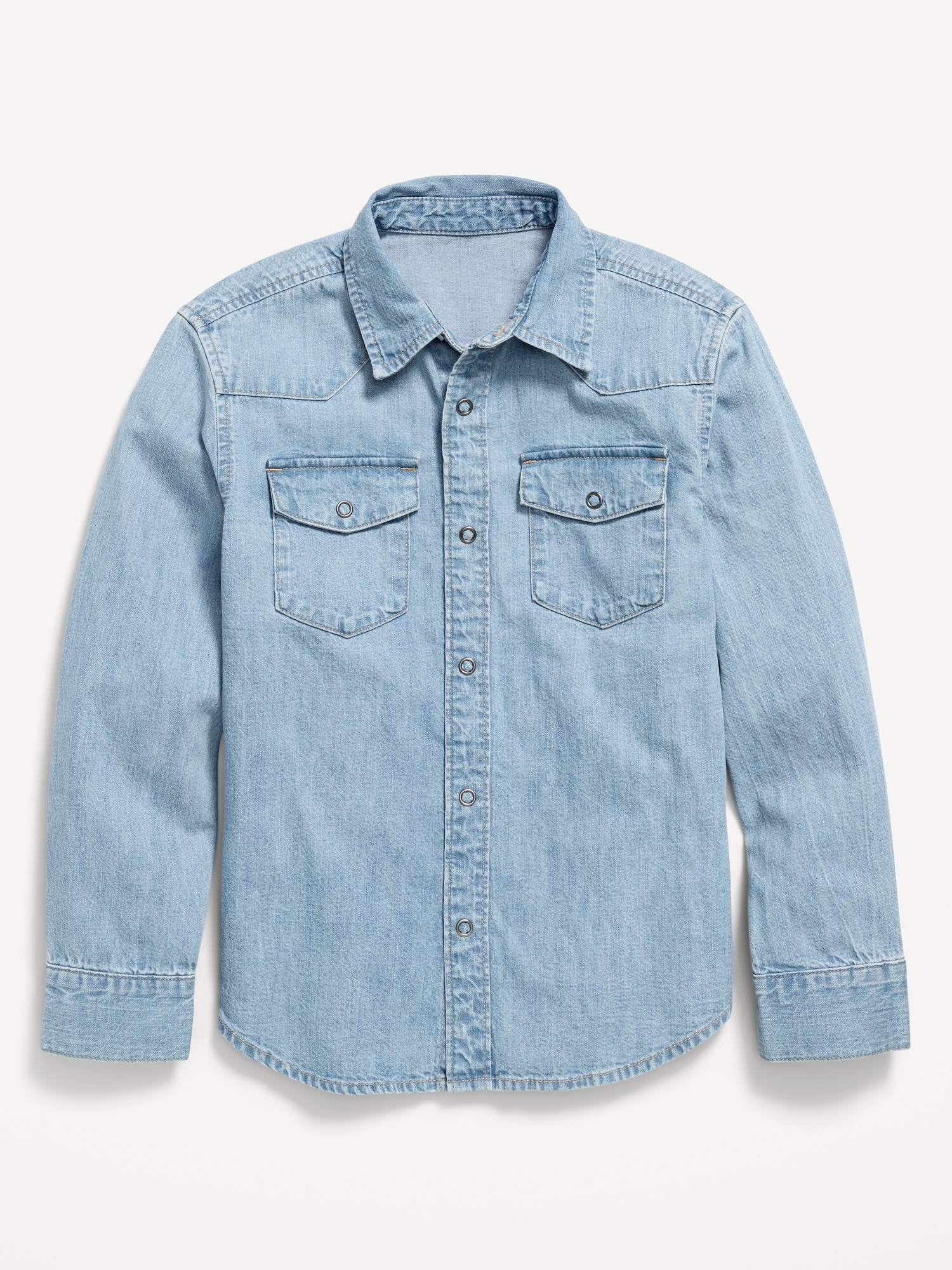 Long-Sleeve Western Pocket Jean Shirt for Boys