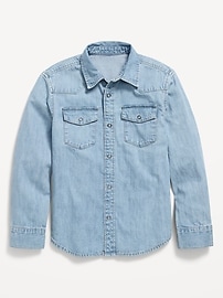 Image number 2 showing, Long-Sleeve Western Pocket Jean Shirt for Boys