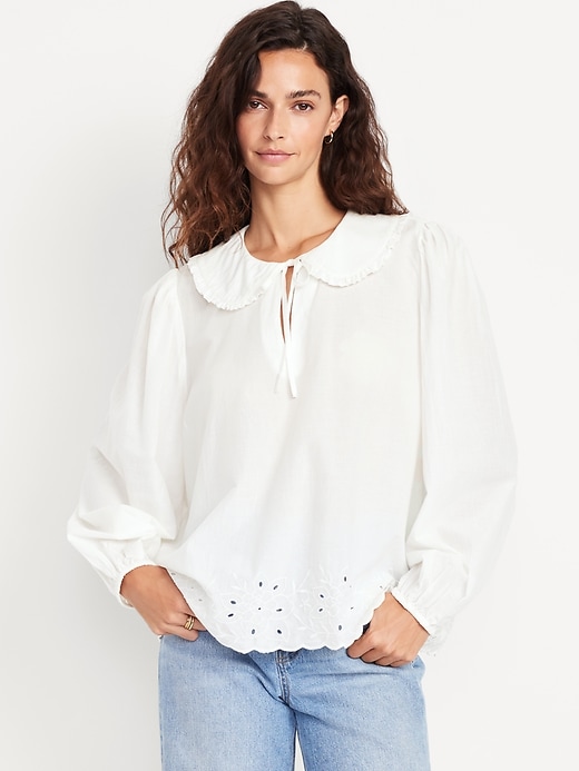Image number 1 showing, Ruffle-Collar Cutwork Top