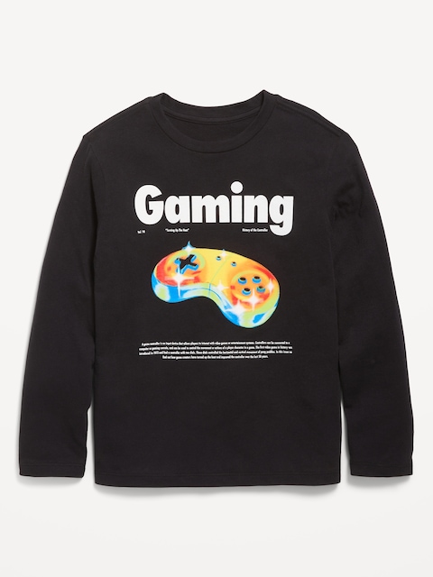 Long-Sleeve Graphic T-Shirt for Boys - Light Black Heather