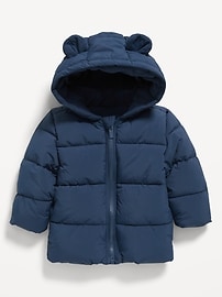 Image number 1 showing, Water-Resistant Hooded Critter Puffer Jacket for Baby