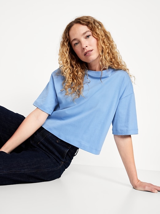 Image number 3 showing, Vintage Crew-Neck Oversized Crop T-Shirt