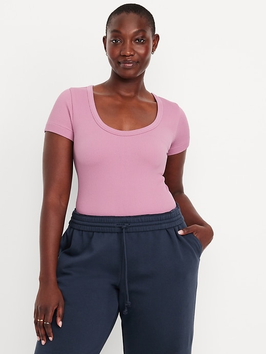 Image number 5 showing, Exhale Seamless Cropped Rib T-Shirt