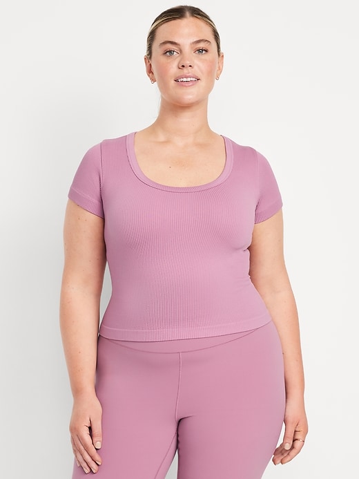 Image number 7 showing, Exhale Seamless Cropped Rib T-Shirt