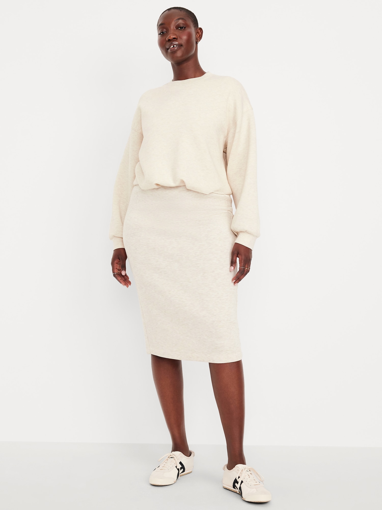 Extra High-Waisted Bounce Fleece Midi Skirt | Old Navy