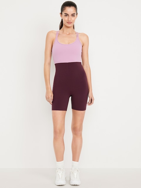 StudioSmooth Bodysuit -- 6-inch inseam - Pink Colorblock