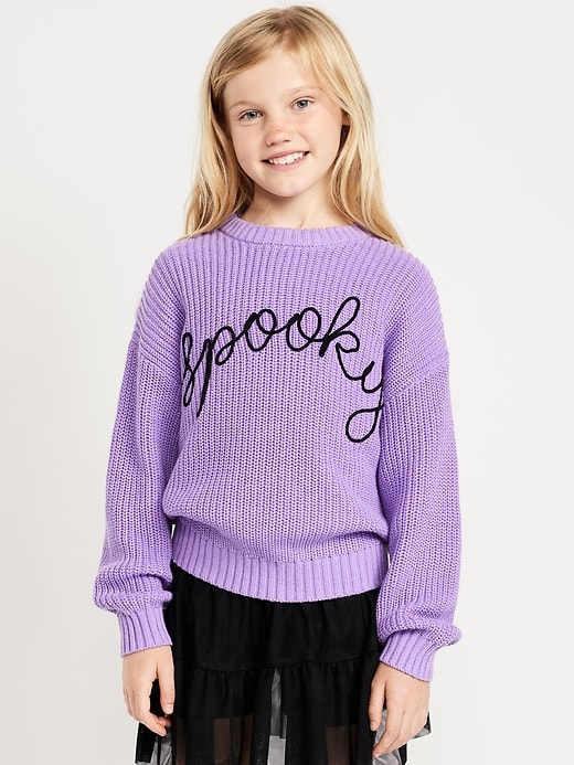 Image number 1 showing, Oversized Crew-Neck Sweater for Girls