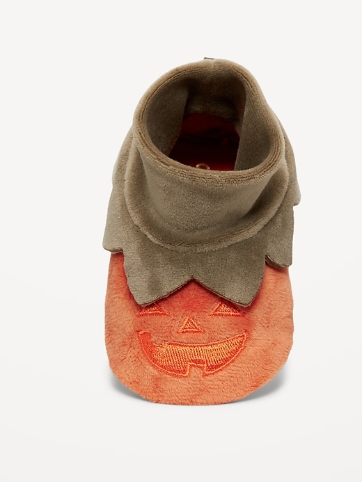 Image number 2 showing, Velour Pumpkin Slippers for Baby