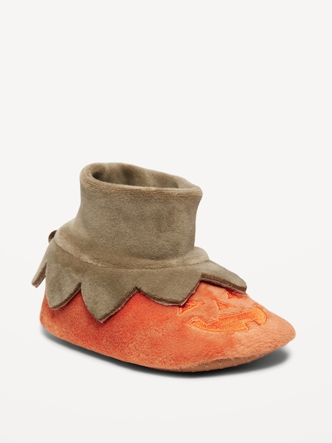 Velour Pumpkin Slippers for Baby - Pumpkin