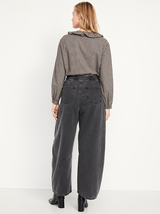 Image number 6 showing, High-Waisted Pull-On Barrel Jeans