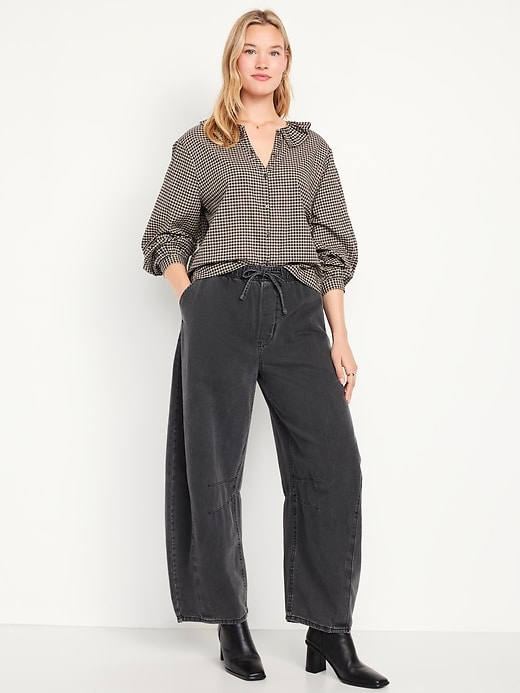 Image number 5 showing, High-Waisted Pull-On Barrel Jeans