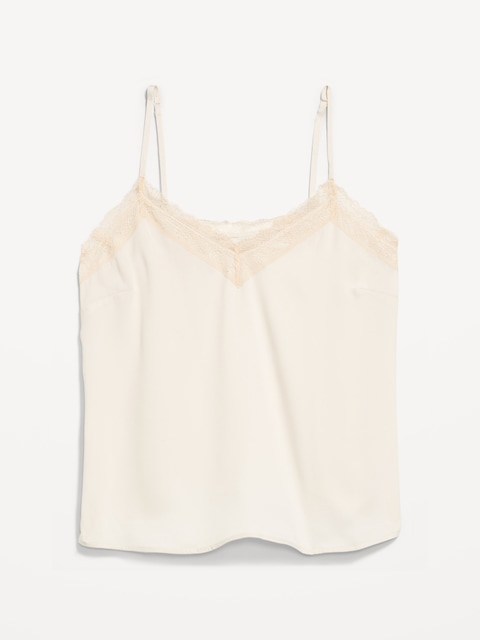 Lace-Trim Satin Cami Top - Frosted Cookie