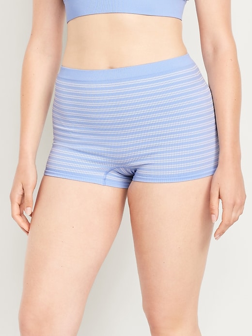 Image number 5 showing, Mid-Rise Seamless Ribbed Boyshort Underwear