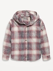 Image number 2 showing, Long-Sleeve Plaid Washed Flannel Hooded Shirt for Boys