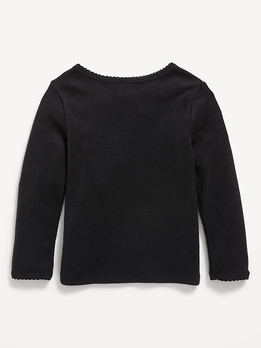 Image number 2 showing, Cozy Long-Sleeve Waffle-Knit T-Shirt for Toddler Girls