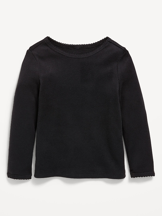 Image number 1 showing, Cozy Long-Sleeve Waffle-Knit T-Shirt for Toddler Girls