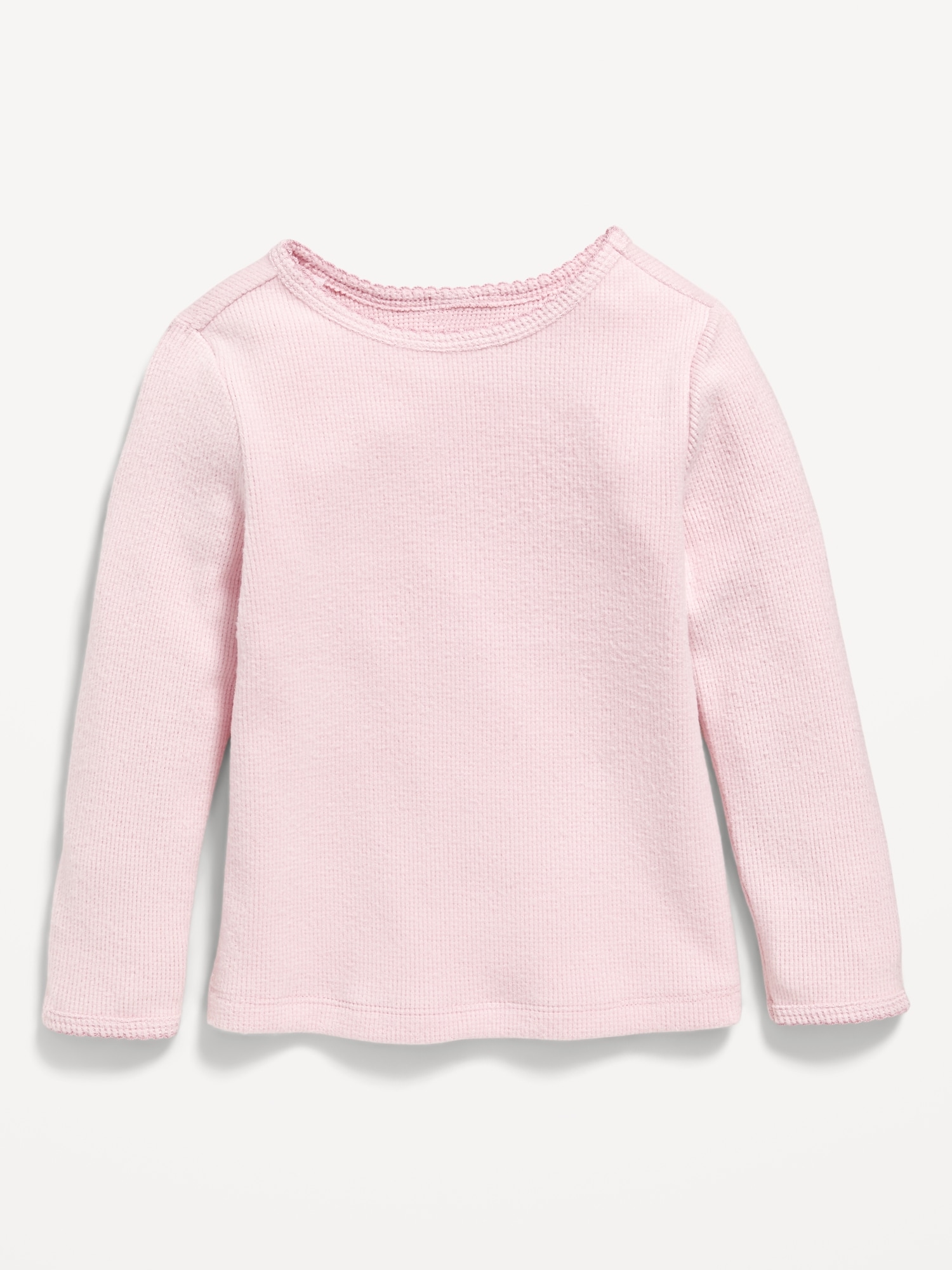 Cozy Long-Sleeve Waffle-Knit T-Shirt for Toddler Girls