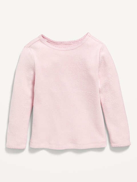 Cozy Long-Sleeve Waffle-Knit T-Shirt for Toddler Girls - Fairytale Rose
