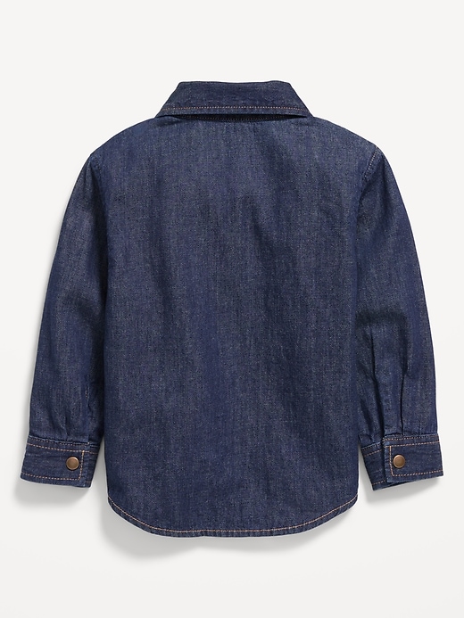Image number 2 showing, Long-Sleeve Pocket Jean Shirt for Toddler Boys