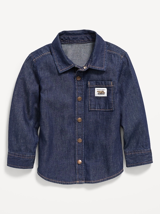 Image number 1 showing, Long-Sleeve Pocket Jean Shirt for Toddler Boys