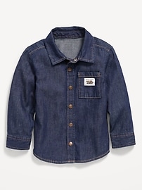 Image number 1 showing, Long-Sleeve Pocket Jean Shirt for Toddler Boys