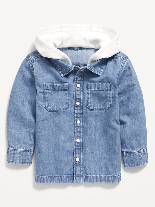 Image number 1 showing, Button-Front Hooded Shirt for Toddler Boys