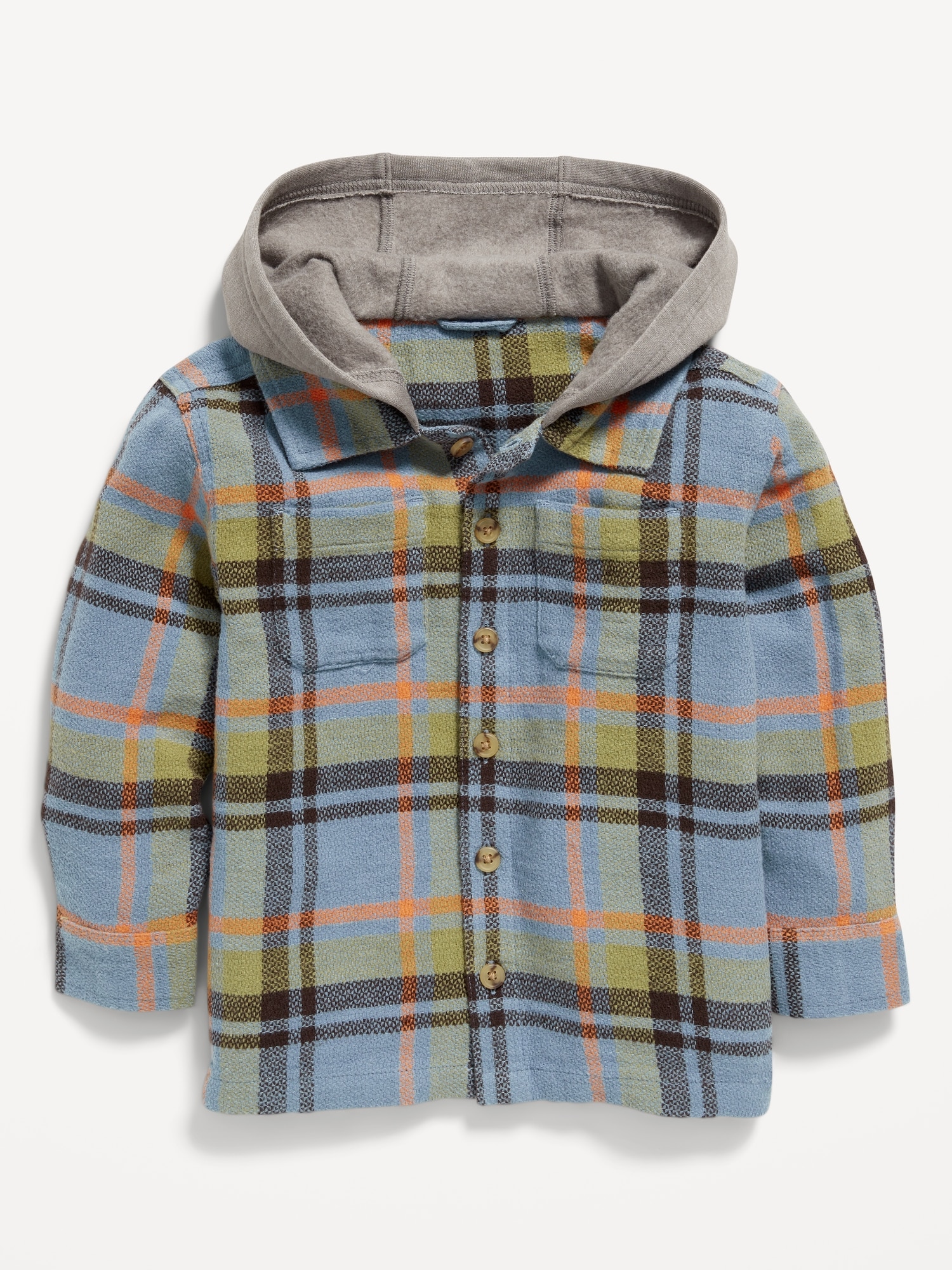Button-Front Hooded Shirt for Toddler Boys