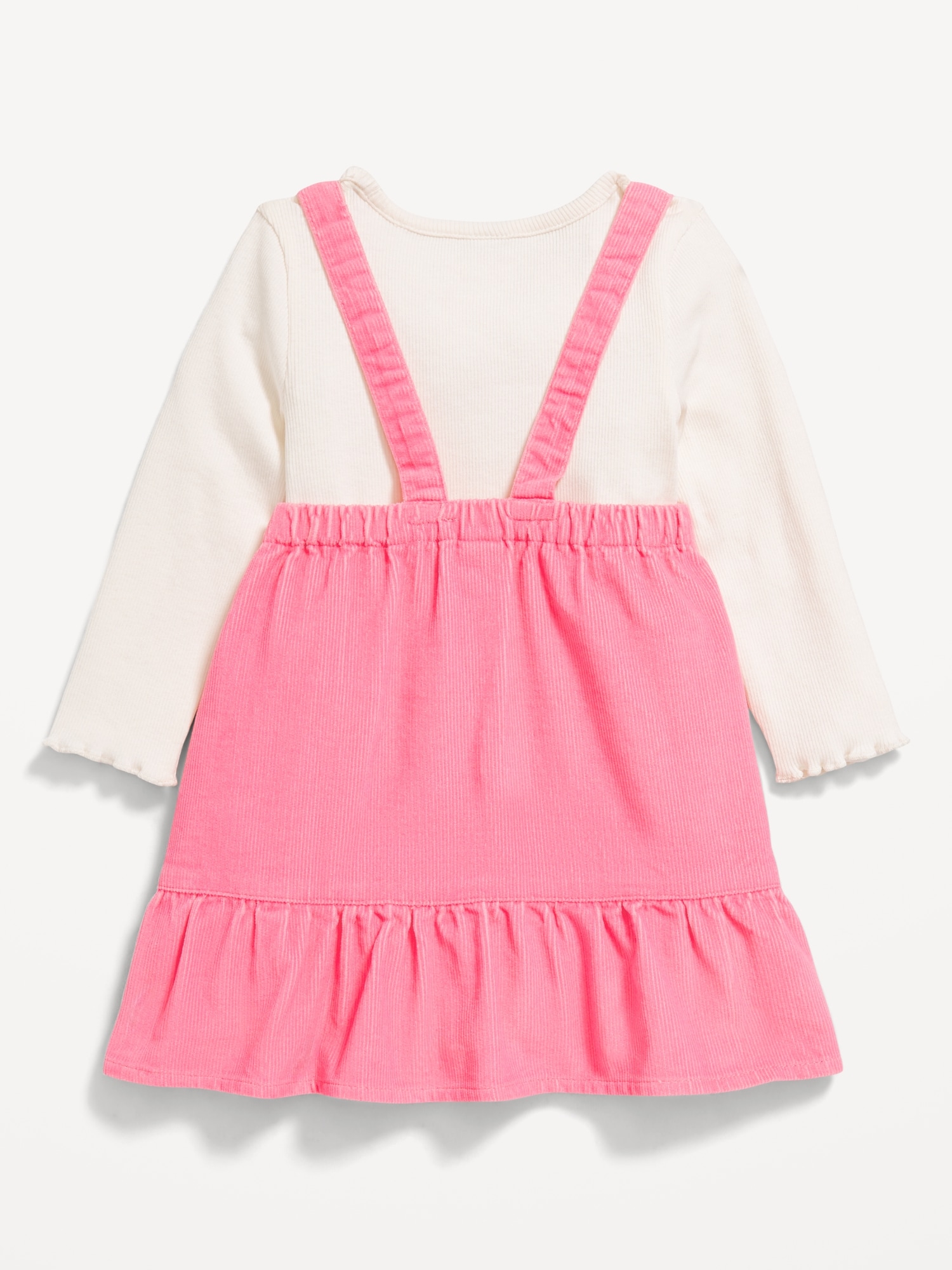 Long-Sleeve Ribbed T-Shirt and Corduroy Dress Set for Baby