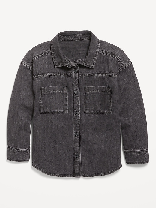 Image number 2 showing, Oversized Pocket Jean Top for Girls