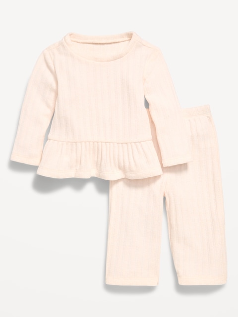 Cozy Long-Sleeve Sweater and Pants Set for Baby - Sea Salt