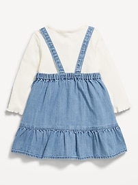 Image number 2 showing, Long-Sleeve Ribbed T-Shirt and Chambray Dress Set for Baby