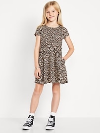 Image number 1 showing, Printed Short-Sleeve Fit and Flare Dress for Girls