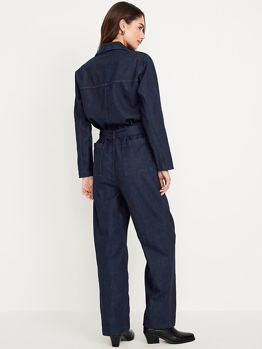 Image number 2 showing, Long-Sleeve Denim Jumpsuit