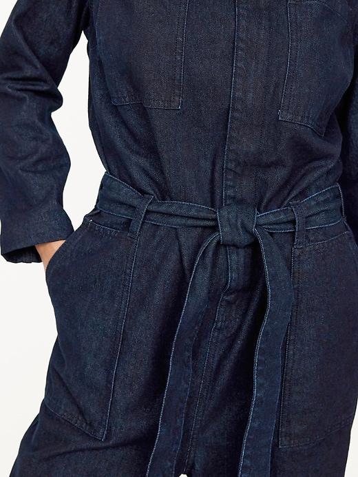 Image number 3 showing, Long-Sleeve Denim Jumpsuit